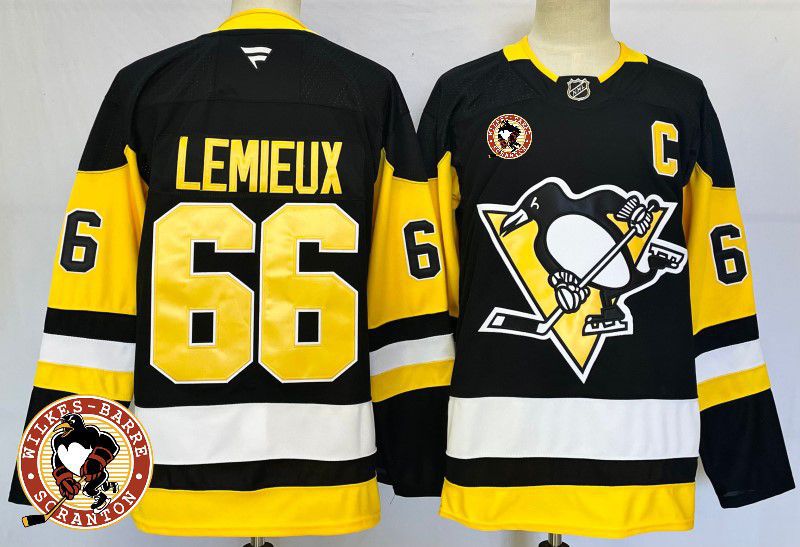 Men Pittsburgh Penguins #66 Lemieux Black Fanatics 2025 NHL Jersey style 4